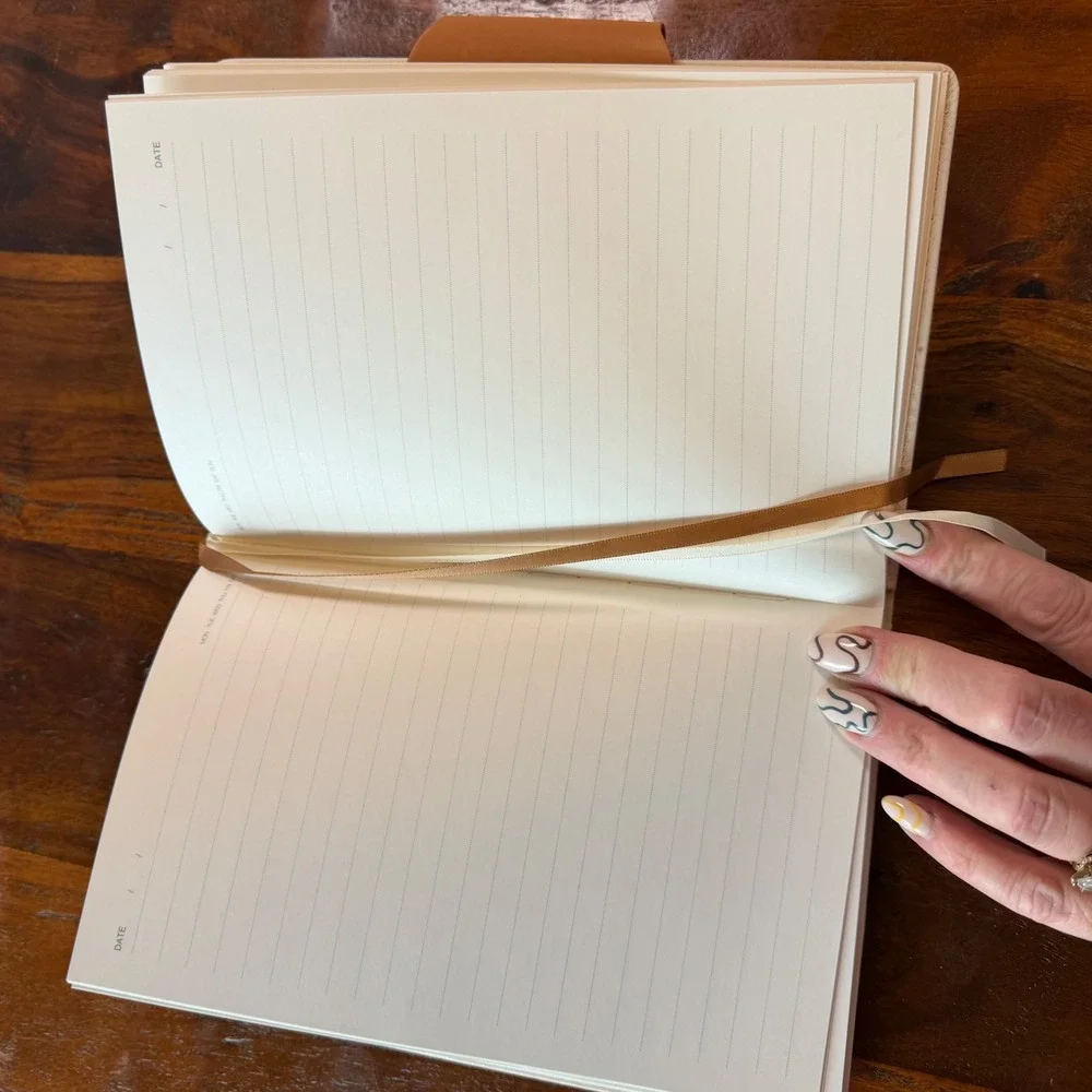 GTD Perfect Minimalist Faux Leather Lined Journal Notebook Cream Tan Color-block